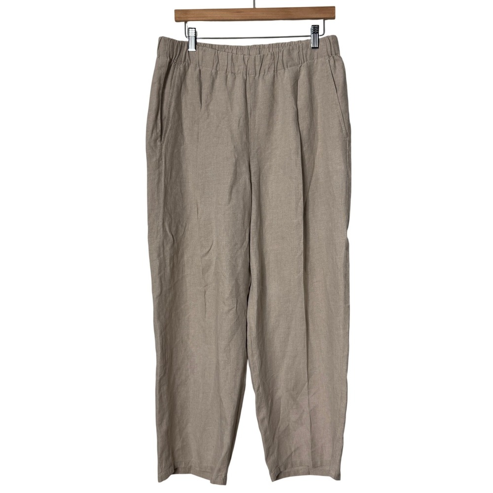 Eileen Fisher Organic Linen Tapered Pants Undyed Natural Straight Leg Womens Med